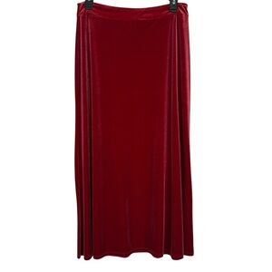 Judith Hart Velvet Maxi Skirt Red Soft Stretch Holiday Christmas Glam Size S